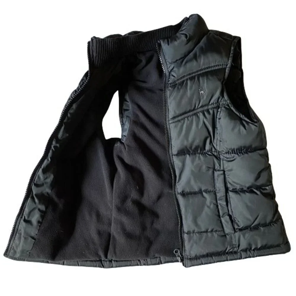 Old Navy Black Full Zip Puffer Vest with Pockets Youth Medium